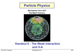Part III Particle Physics: Weak Interaction