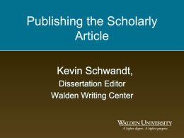 Publishing the Scholarly Article