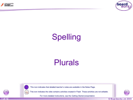 Spelling - Plurals