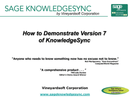 Vineyardsoft Corporation Presents: KnowledgeSync 2000