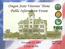 Oregon State Veterans’ Home Public Information Forum