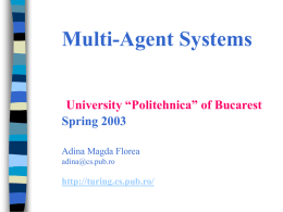 Multi-Agent Systems Lecture 11 Computer Science WPI Spring