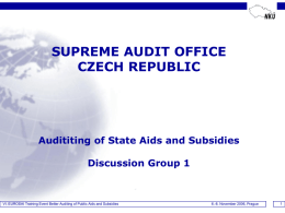 Presentation of Czech SAO - National Report on EU