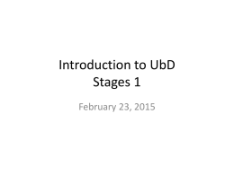 Introduction to UBD - Spackenkill Union Free School District