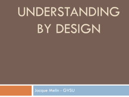 Understanding by Design - Formative Assessment and