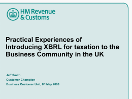 Practical Experiences of Introducing XBRL for taxation to