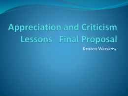 Appreciation and Criticism Lessons Proposal 1
