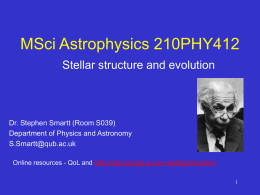 MSci Astrophysics 210PHY412 - Queen's University Belfast