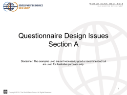 Overview of Questionnaire Design Issues