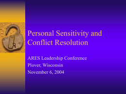 Personal Sensitivity and Conflict Resolution