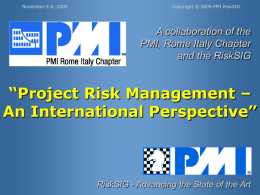 Project Risk Symposium - PMI Rome Italy Chapter