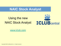 NAIC On-Line Club Accounting