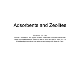 Adsorbents and Zeolites - Supplemental Teaching Resources