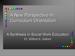 A New Perspective In Curriculum Orientation