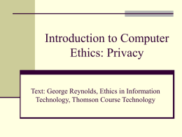 Introduction to Computer Ethics: Privacy