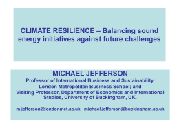 CLIMATE RESILIENCE – Balancing sound energy initiatives