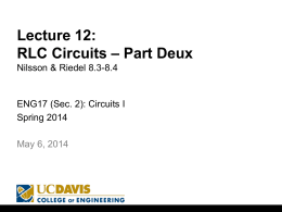 Lecture 12:RLC Circuits