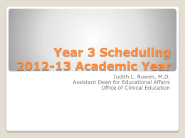 Year 3 Scheduling 2012