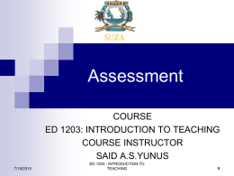Assessment and Evaluation - State University of Zanzibar