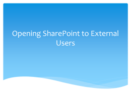 Opening SharePoint to External Users