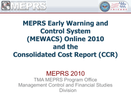 MEPRS Early Warning and Control System (MEWACS) Online