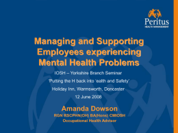 Managing and Supporting Employees experiencing Mental