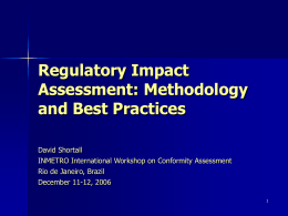 Regulatory Impact Assessment: Methodology and Good Practices