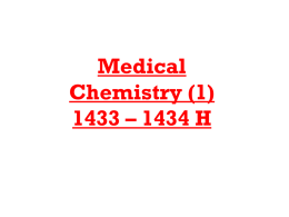 Medical Chemistry (1) 1433 – 1434 H