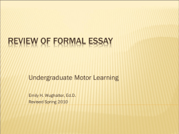 Review of Formal Essay