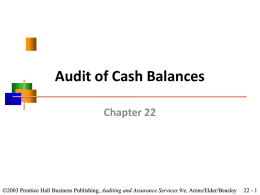 Audit of Cash Balances
