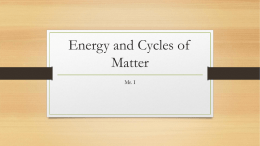 Energy and Cycles of Matter