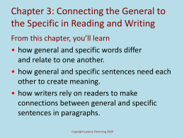 Chapter 3: Connecting the General to the Specific in