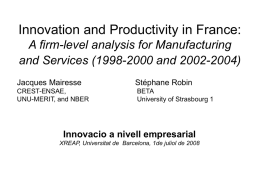 R-D, Innovation and Productivity: Some Thoughs about an