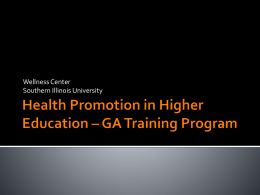 Health Promotion in Higher Education – GA Training Program