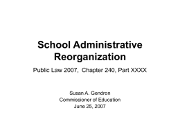 School Administrative Reorganization Public Law 2007