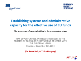 Establishing systems and administrative capacity for the