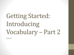 Getting Started: Introducing Vocabulary – Part 2