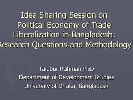 Idea Sharing Session on Political Economy of Trade