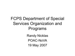 FCPS Department of Special Services - POAC-NoVA