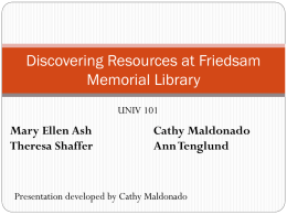 Discovering Resources at Friedsam Memorial Library