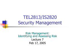 TEL2813/IS2820 Security Management