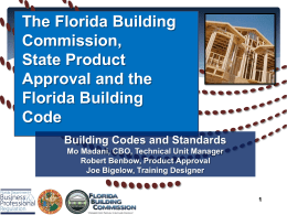 State Product Approval and the Florida Building Code
