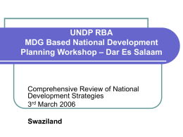 UNDP RBA MDG Based National Development Planning Workshop