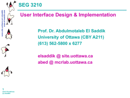 Multimedia Communications, Dr. Abdulmotaleb El Saddik