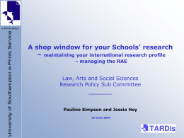 A shop window for your Schools’ research