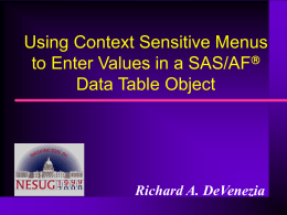 Using Context Sensitive Pop-Menus to Enter Values in a SAS
