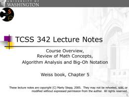 TCSS 342 Lecture Notes: Algorithm Analysis