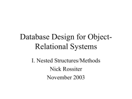 Database Design for Object