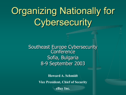 Organizing Nationally for Cybersecurity