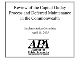 Review of Deferred Maintenance in the Commonwealth